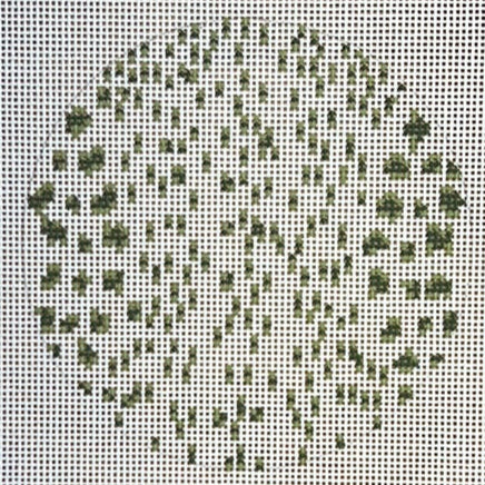 The Gingham Stitchery Kate Woodward French Dots Round Green Needlepoint Canvas