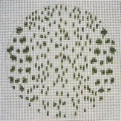 The Gingham Stitchery Kate Woodward French Dots Round Green Needlepoint Canvas