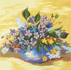 Barbara Russell Bowl of Violets Needlepoint Canvas