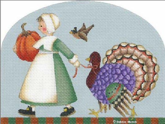 Melissa Shirley Designs Debbie Mumm Walking the Turkey Needlepoint Canvas