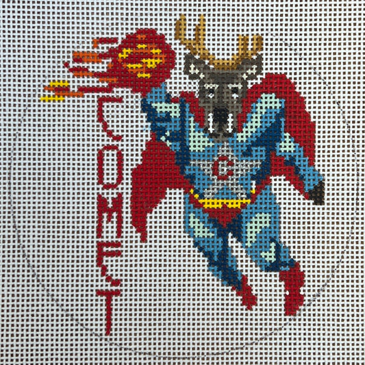 The Gingham Stitchery Amelia Bond Designs Reindeer Series Comet Ornament Needlepoint Canvas