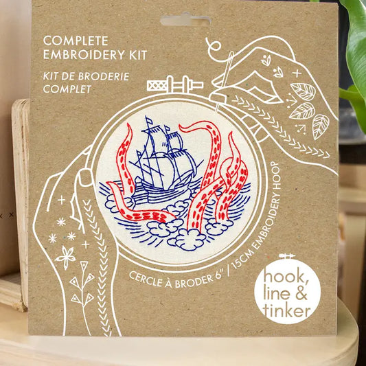 Hook Line and Tinker Kraken and Ship Embroidery Kit