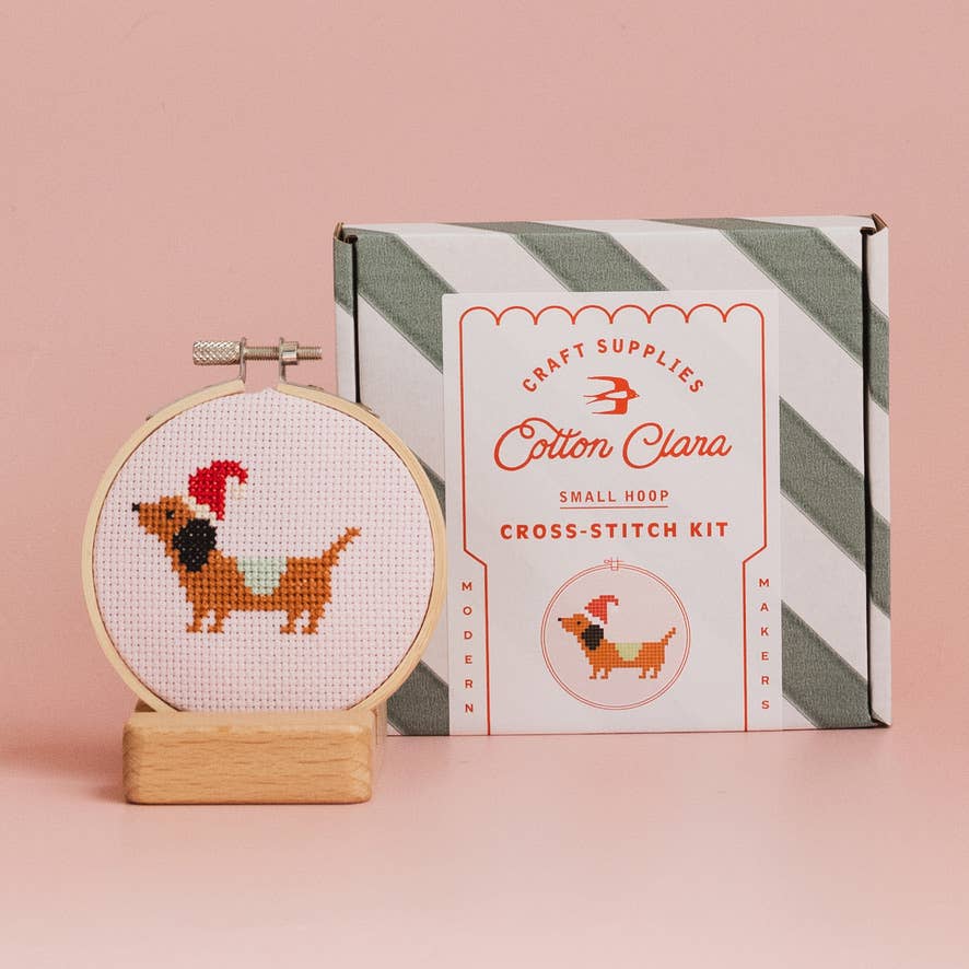 Cotton Clara Christmas Dachshund Cross Stitch Kit