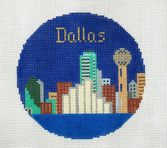 Silver Needle Travel Round Dallas Ornament Needlepoint Canvas