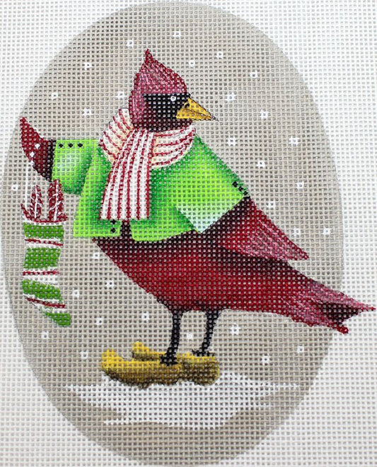 Painted Pony Designs Cardinal with Stocking Needlepoint Canvas