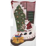 Rebecca Wood Designs Santa with Bear Christmas Stkng Needlepoint Canvas