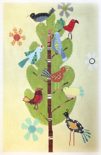 Birds of a Feather Day Birds Needlepoint Canvas