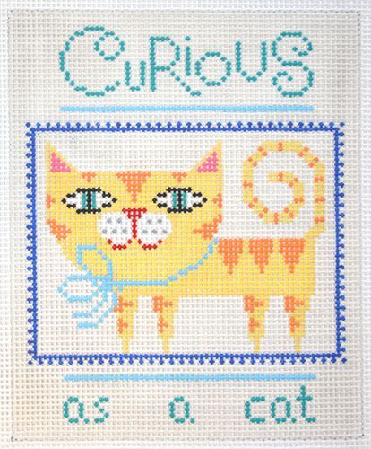 Birds of a Feather Curious as a Cat Needlepoint Canvas