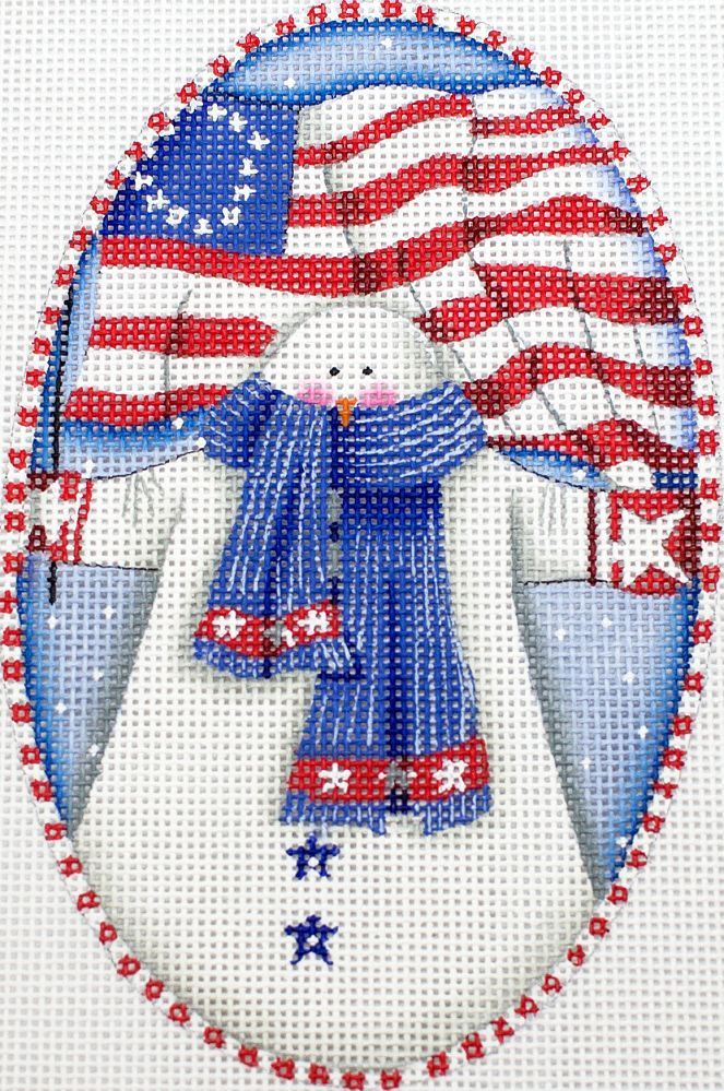 Painted Pony Designs Snowman with Flag Needlepoint Canvas