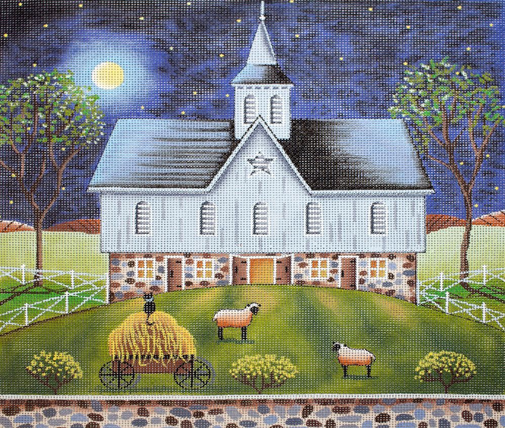 Painted Pony Designs Star Barn Needlepoint Canvas