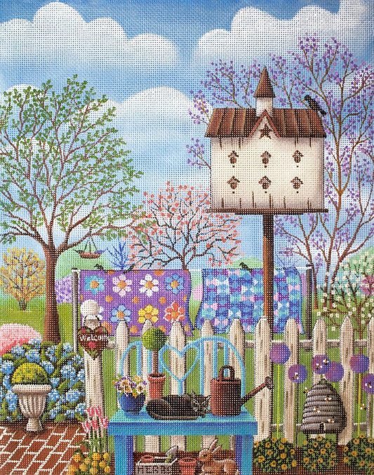 Painted Pony Designs Spring Birdhouse Needlepoint Canvas