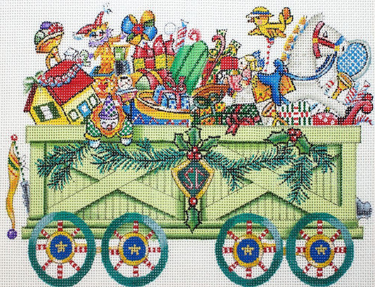 Painted Pony Designs Train Open Box Car Needlepoint Canvas