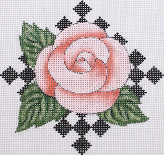 Painted Pony Designs Pink Rose Needlepoint Canvas