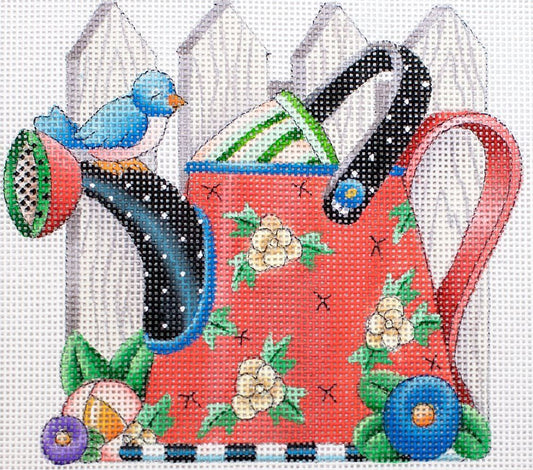 Painted Pony Designs Rose Watering Can Needlepoint Canvas