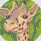 Barbara Russell Designs Small Giraffe Circular Needlepoint Canvas