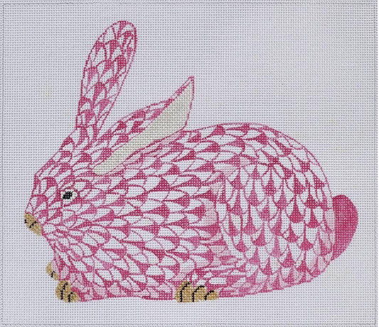 Kate Dickerson Needlepoint Collections Herend Style Bunny Pink Needlepoint Canvas