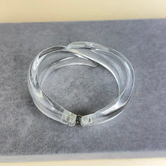Vintage Clear Lucite Bypass Hinged Clamper Bracelet