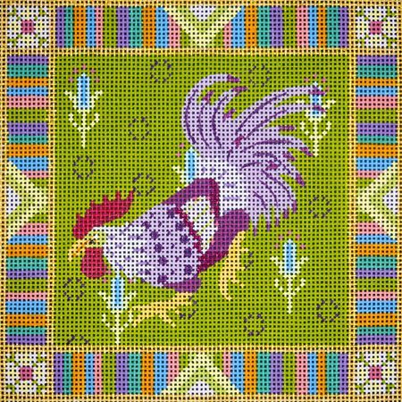 JP Needlepoint Purpura Los Gallos Locos Needlepoint Canvas