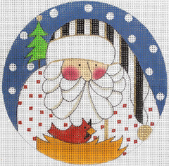 Fresh Mesh Needlepoint Cardinal Santa Needlepoint Canvas