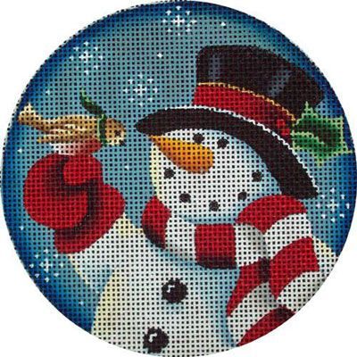 Rebecca Wood Designs Snowman Bird Needlepoint Canvas