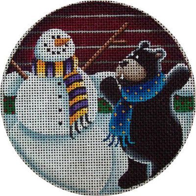 Rebecca Wood Designs Bear Snowman Needlepoint Canvas