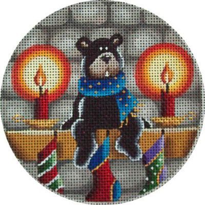 Rebecca Wood Designs Hearth Bear Needlepoint Canvas