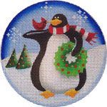 Rebecca Wood Designs Wreath Penguin Needlepoint Canvas