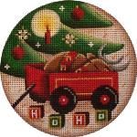 Rebecca Wood Designs Wagon Reindeer Needlepoint Canvas
