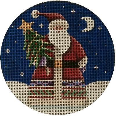 Rebecca Wood Designs Evergreen Santa Needlepoint Canvas