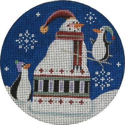 Rebecca Wood Designs Penguin Snowman Needlepoint Canvas