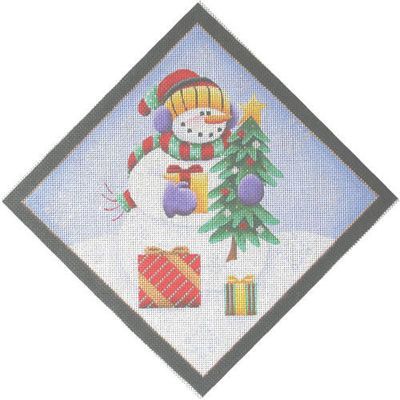 Rebecca Wood Designs Present Snowman Needlepoint Canvas