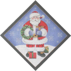 Rebecca Wood Designs Wreath Santa Needlepoint Canvas