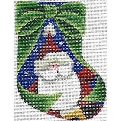 Rebecca Wood Designs Santa Mini Sock 18M Needlepoint Canvas