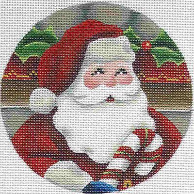 Rebecca Wood Designs Candy Cane Santa Needlepoint Canvas