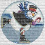 Rebecca Wood Designs Skating Snowman Needlepoint Canvas