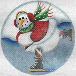 Rebecca Wood Designs Skating Snowgirl Needlepoint Canvas