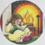 Rebecca Wood Designs Reading by the Fire Needlepoint Canvas