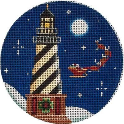 Rebecca Wood Designs Black Lighthouse Orn. Needlepoint Canvas