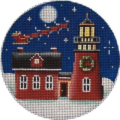 Rebecca Wood Designs Wreath Lighthouse Orn. Needlepoint Canvas