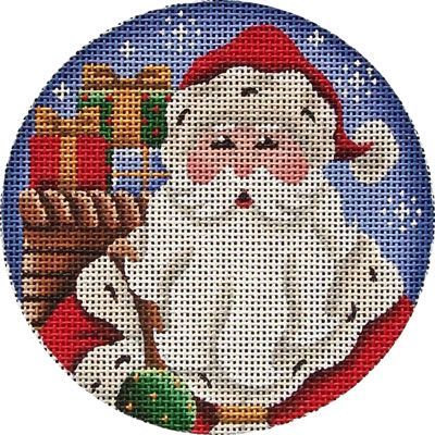 Rebecca Wood Designs Santa's Basket Needlepoint Canvas