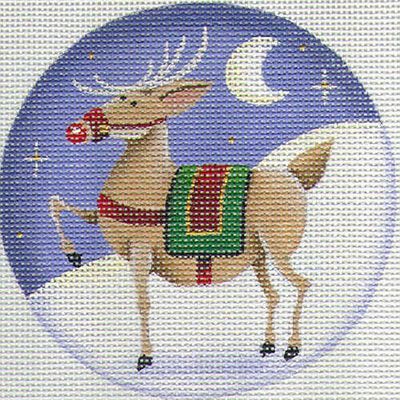 Rebecca Wood Designs Rudolph on the gnd Needlepoint Canvas