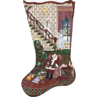 Rebecca Wood Designs Santa's Last Stop Needlepoint Canvas