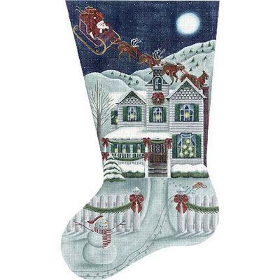 Rebecca Wood Designs Santa's Approach Needlepoint Canvas