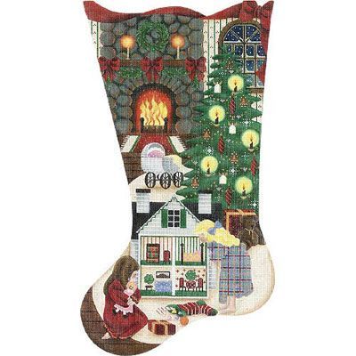 Rebecca Wood Designs Doll House Christmas Needlepoint Canvas - 18M