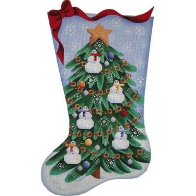 Rebecca Wood Designs Snowman Tree Needlepoint Canvas