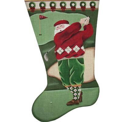 Rebecca Wood Designs Golf Santa Needlepoint Canvas