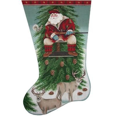 Rebecca Wood Designs Deer hunter Santa Needlepoint Canvas