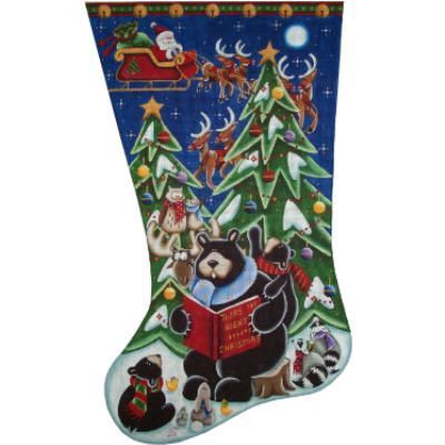 Rebecca Wood Designs Bears Night Before Stocking Needlepoint Canvas - 13M