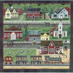 Rebecca Wood Designs Train Station Village 18M Needlepoint Canvas