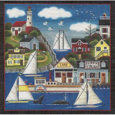 Rebecca Wood Designs Lighthouse Harbor 13M Needlepoint Canvas